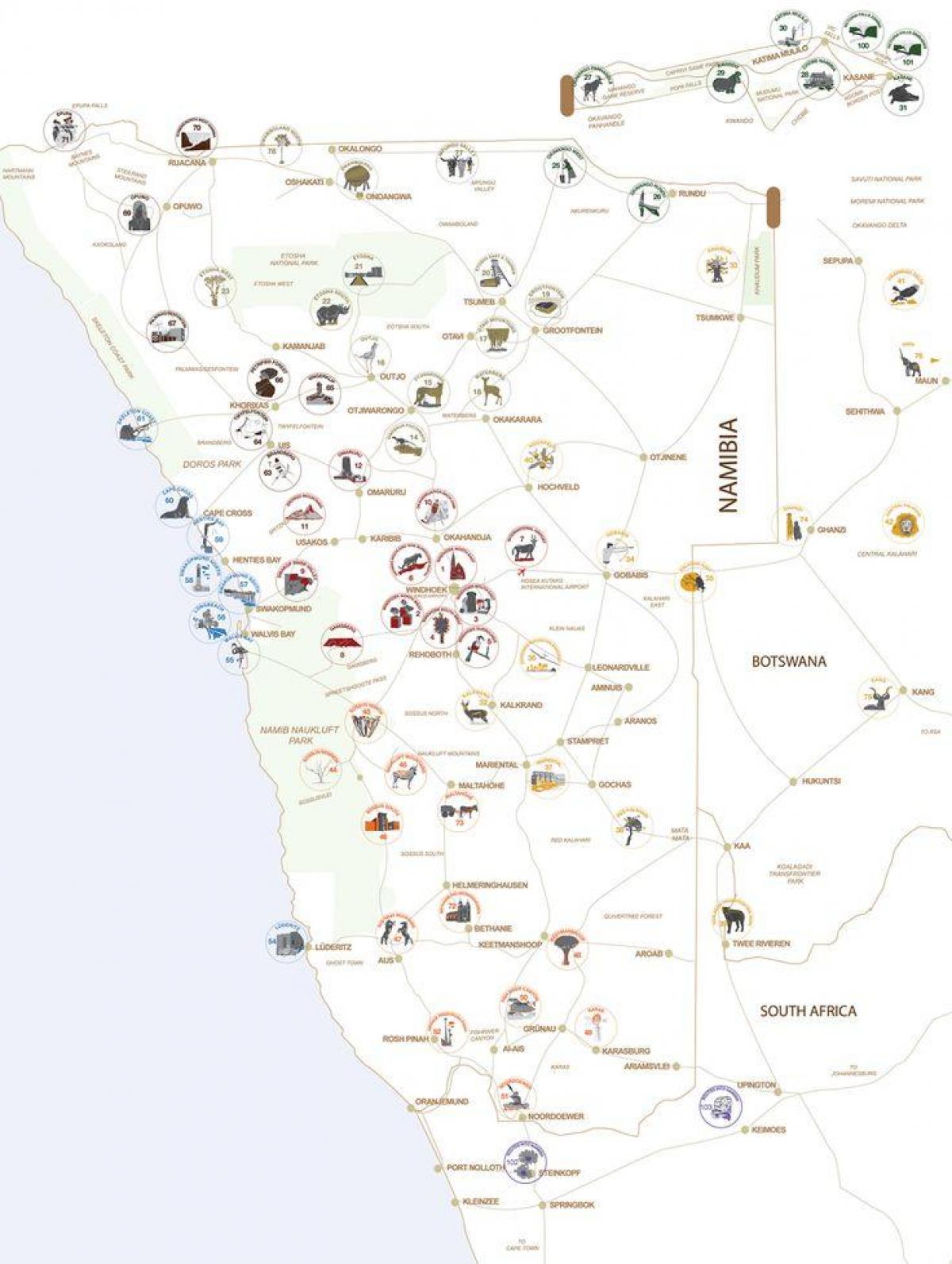 Mapa Namibiji obilazak planiranje