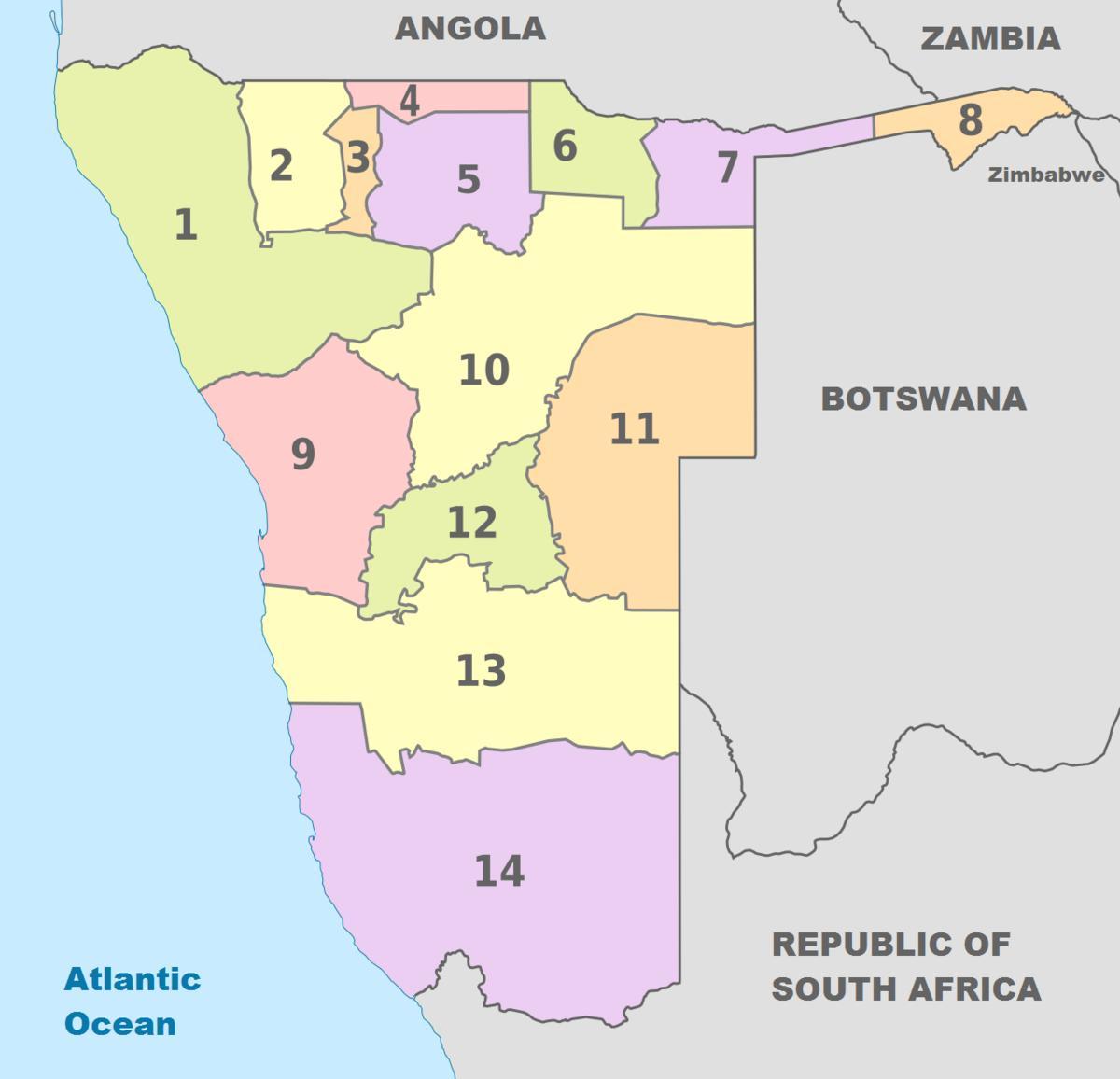 politički mapu Namibiji