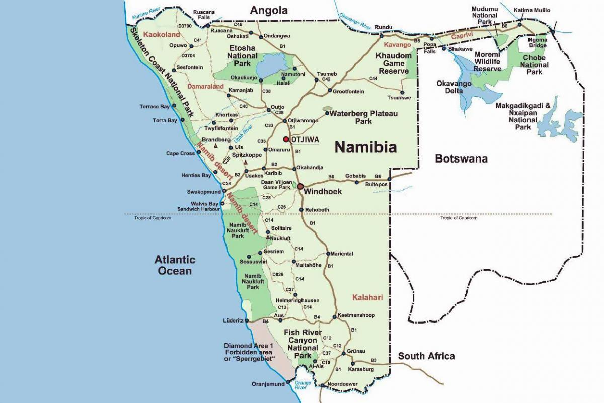 kostur obale Namibiji mapu