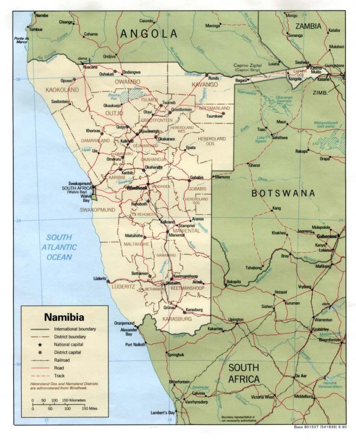 Namibian mapa sa svim gradovima