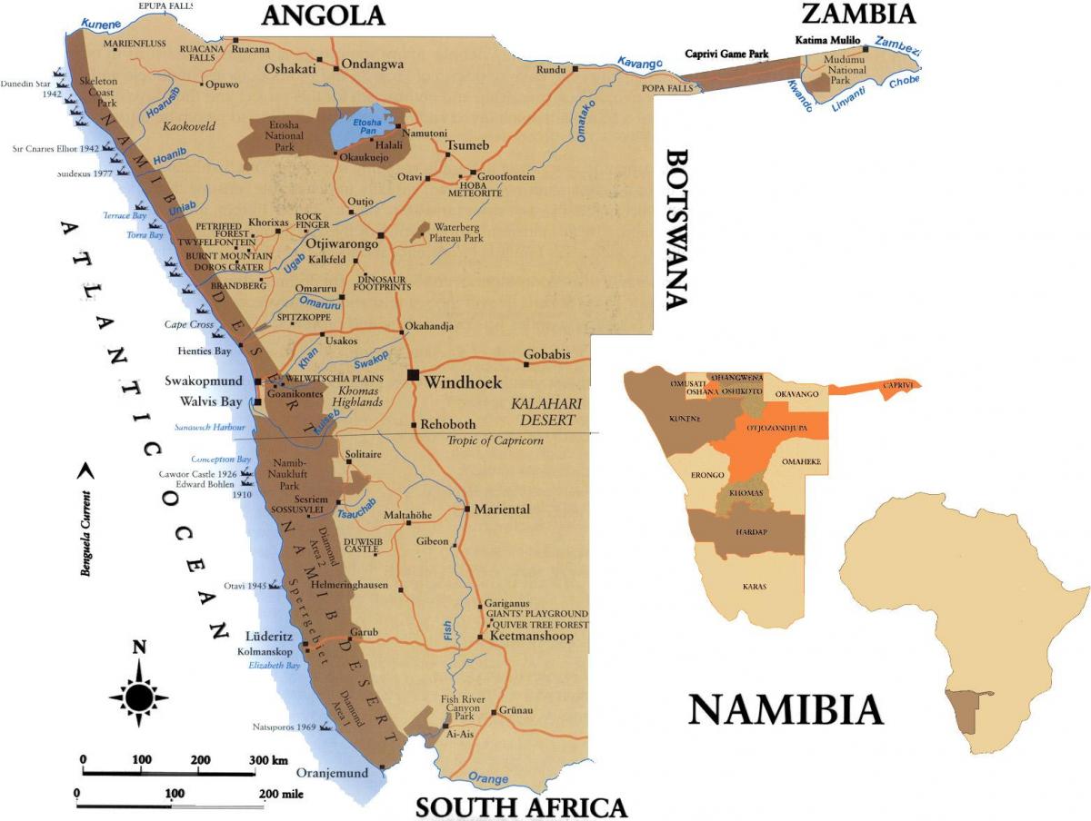 Mapa skillsmap Namibiji